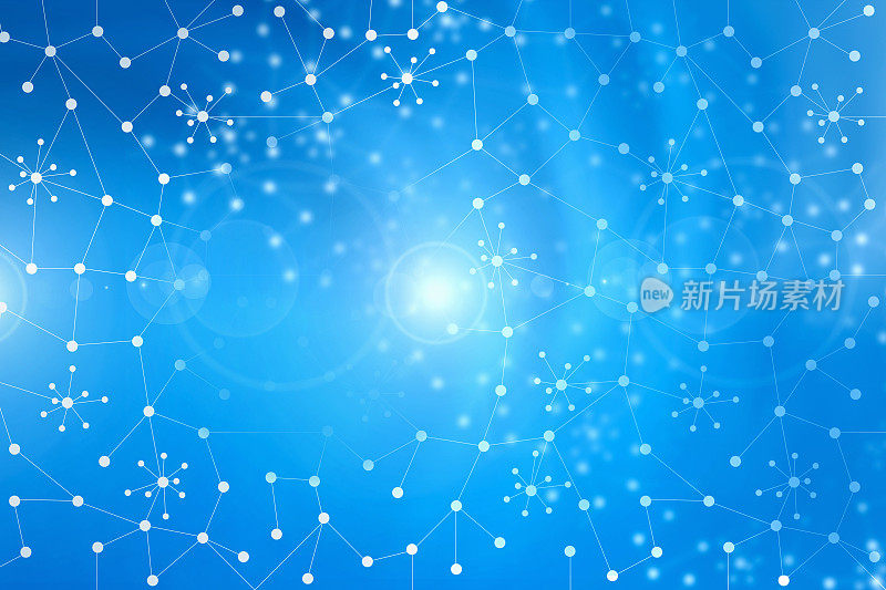 蓝色提取能量背景与联系，星座，星星和光