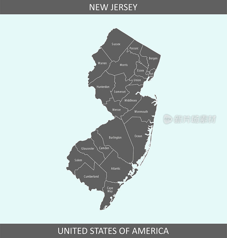 新泽西县地图