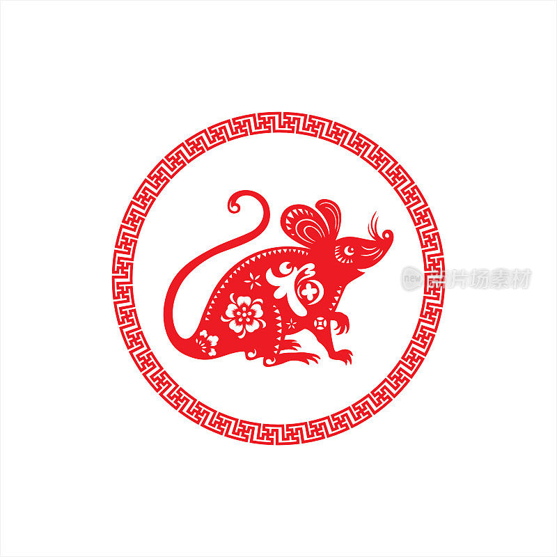 鼠剪纸，鼠年，2020，新年快乐，中国新年