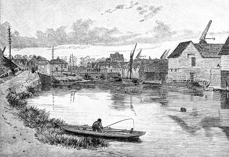 来自利河上的桥上的Ware摘自1886年的《英语画报》