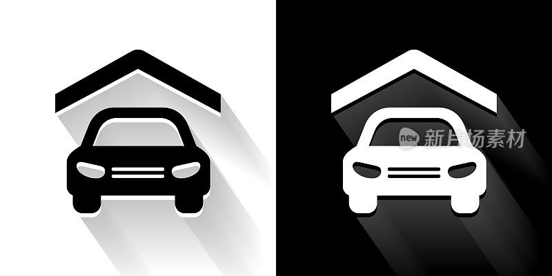 汽车保险黑白图标与长影子