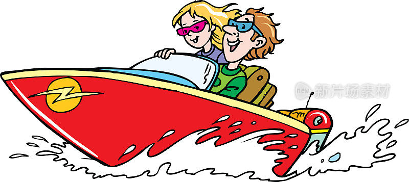 一个年轻人和一个女孩在划船
