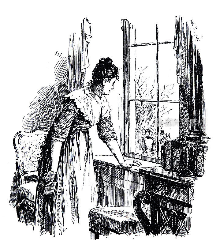 一个年轻女子拿着一本书望着窗外