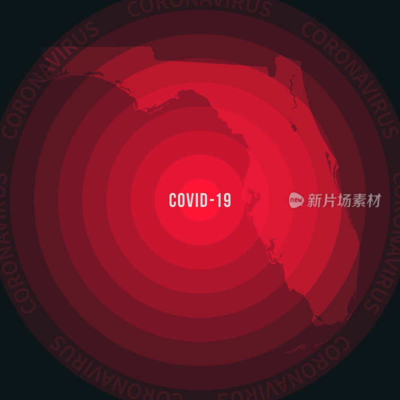 佛罗里达COVID-19传播地图。冠状病毒爆发