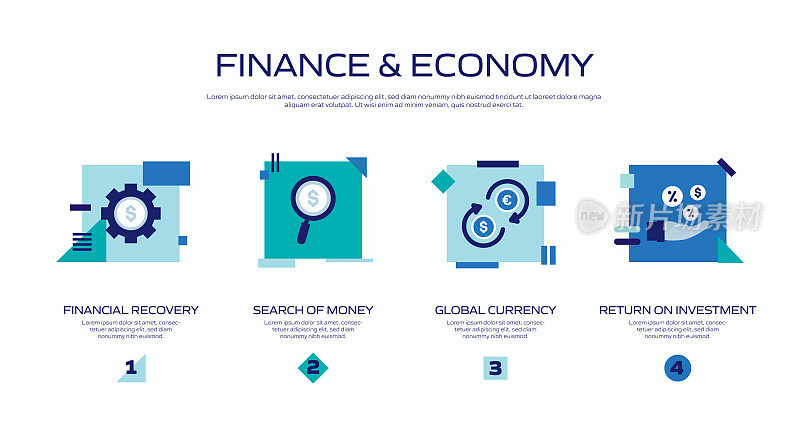 经济和金融概念信息图模板，元素和图标。简单的矢量信息图设计