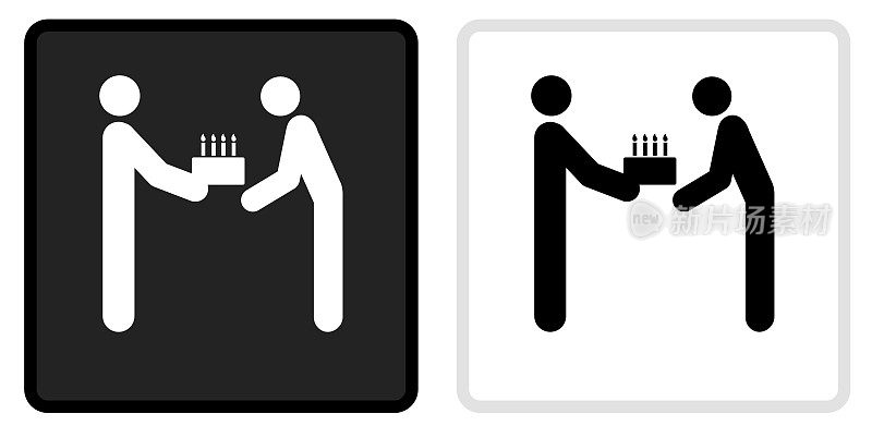 生日庆祝图标上的黑色按钮与白色翻转