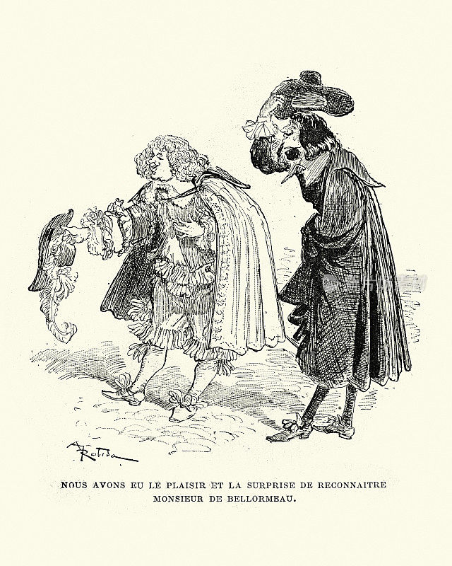 法国，17世纪，男人鞠躬，举帽致意