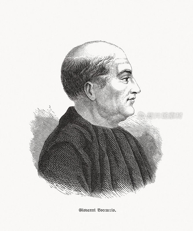 乔瓦尼・薄伽丘(1313-1375)，意大利作家，木刻，1893年出版