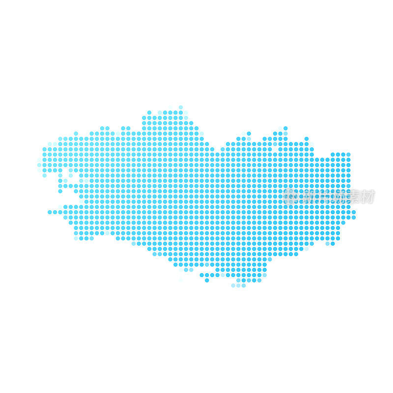 布列塔尼地图上的蓝点在白色的背景
