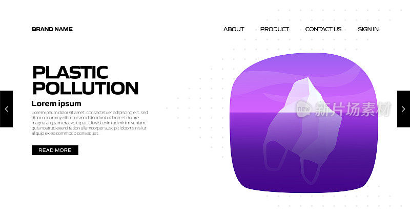 塑料污染概念矢量插图登陆页面模板，网站横幅，广告和营销材料，在线广告，业务演示等。