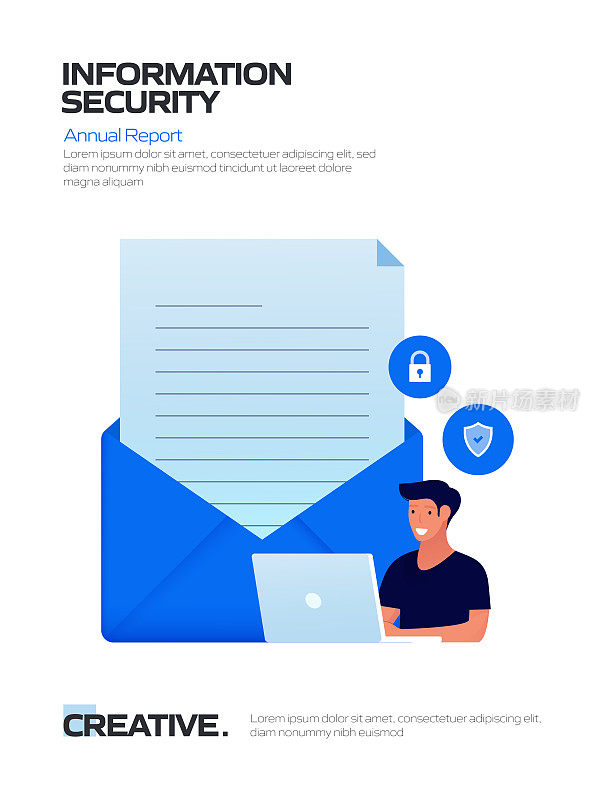 信息安全相关卡通风格平面设计矢量插图