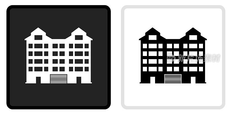 公寓大楼图标上的黑色按钮与白色翻转