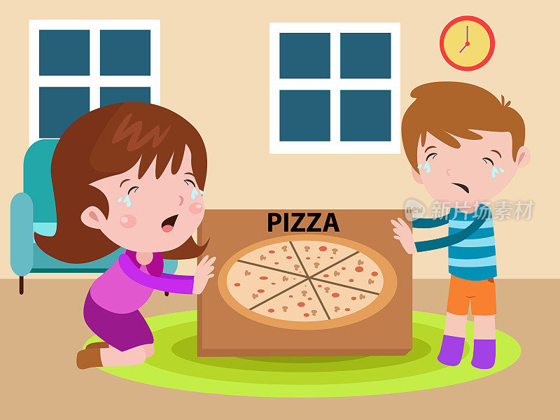 兄弟姐妹为一盒披萨而战2D动画