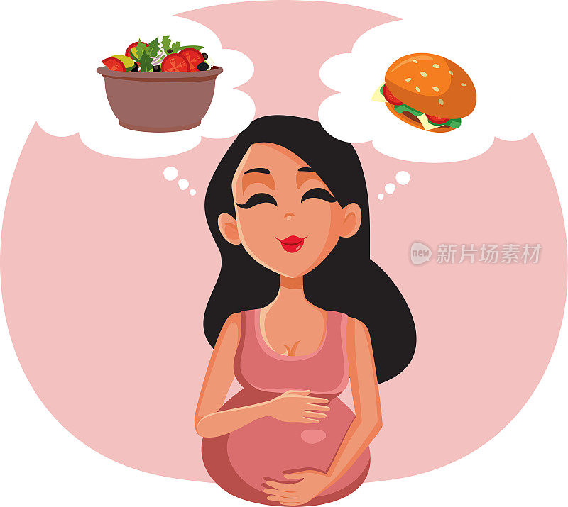 孕妇渴望食物向量卡通