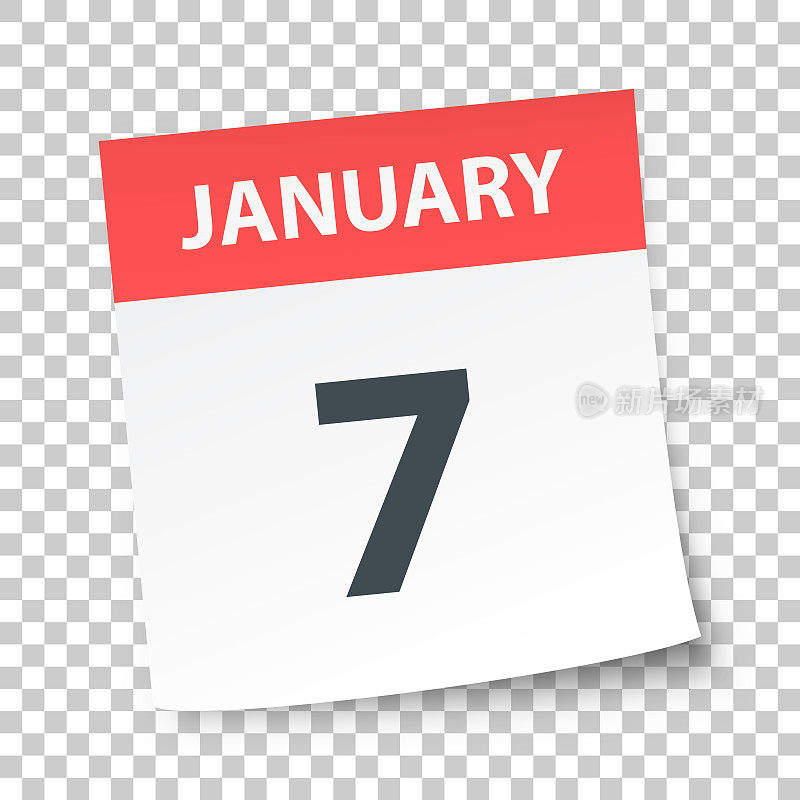 1月7日-每日日历在空白背景