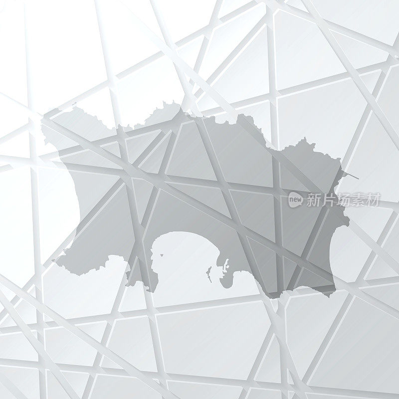 Jersey地图与白色背景上的网格网络