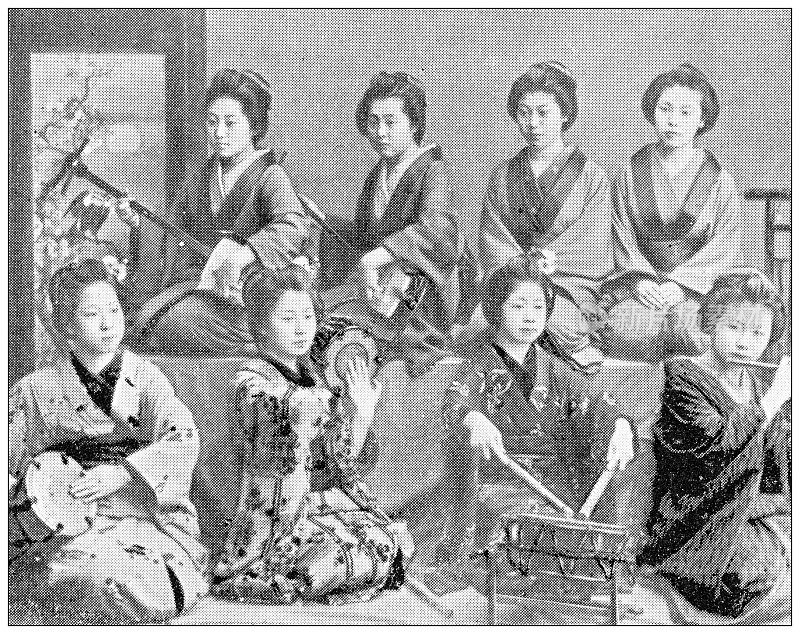 日本古玩旅行照片:艺妓女孩
