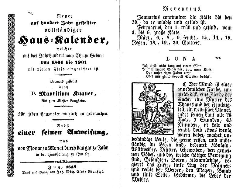 德国百年历法1848年的扉页