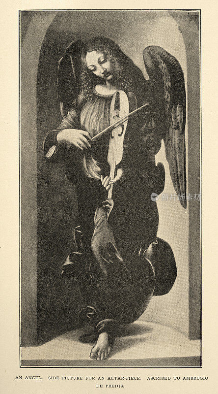 天使正在拉小提琴，这是乔瓦尼・安布罗乔・德・普雷迪斯的作品，文艺复兴早期艺术