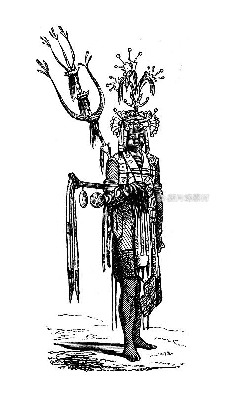 古董插图,民族志和土著文化:阿玛西,印度尼西亚,先驱