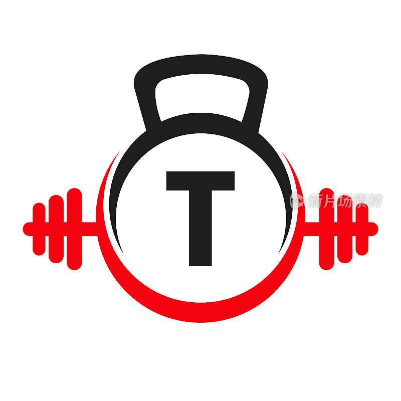 字母T健身标志设计。运动健身房标志图标设计矢量模板