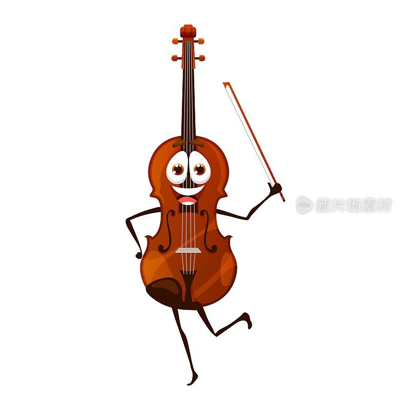 卡通舞蹈小提琴人物，孤立的小提琴