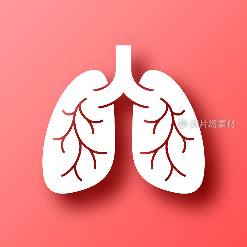 肺。图标在红色背景与阴影