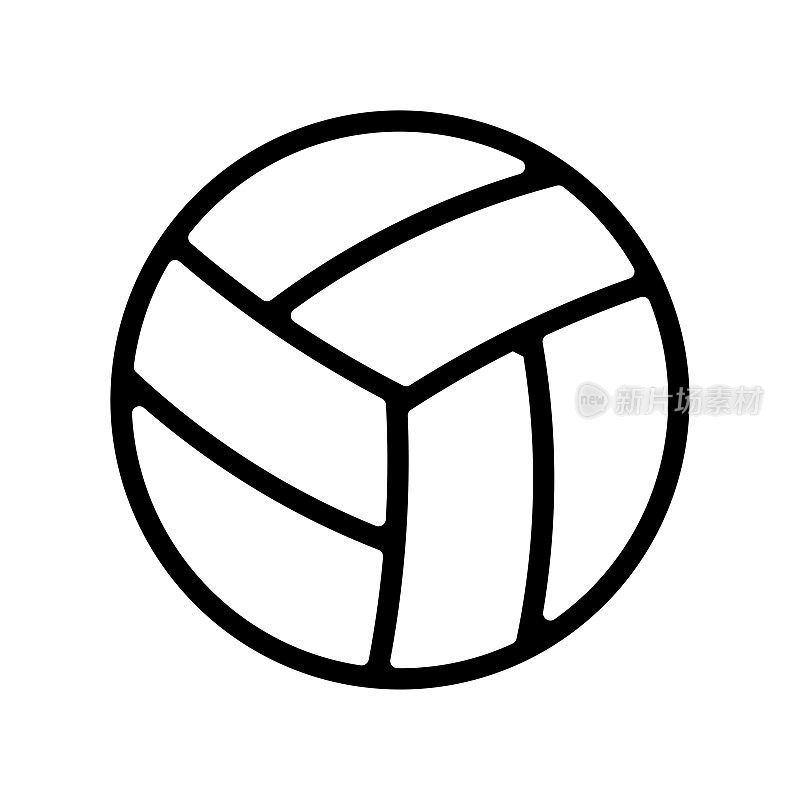 排球图标孤立的平面设计矢量插图。