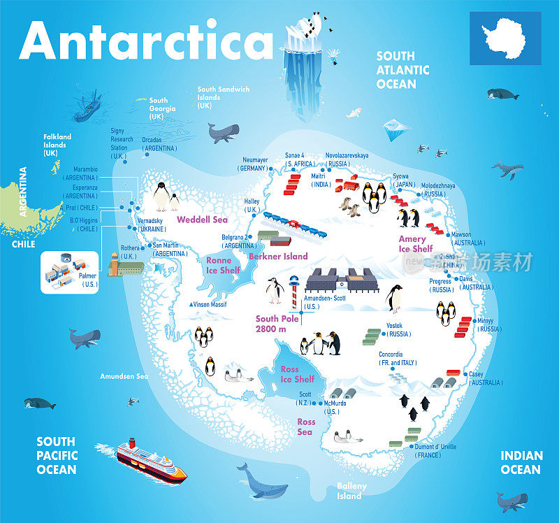 南极卡通地图
