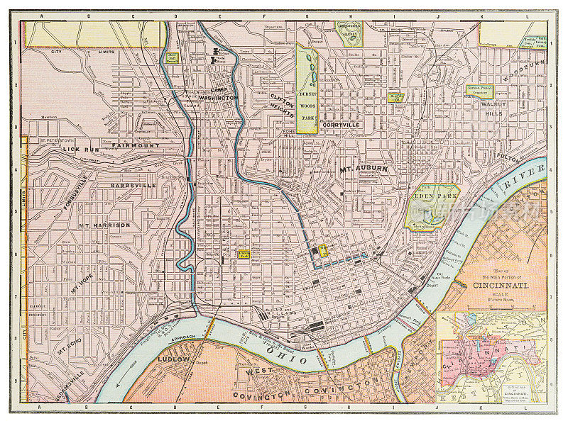 1899年俄亥俄州辛辛那提市的地图