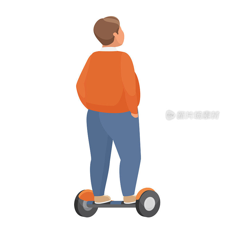 肥胖男子骑自平衡滑板车