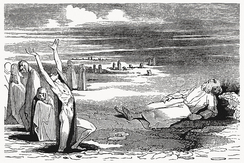 先知以西结的异象(以西结书37)，木刻，1835年出版