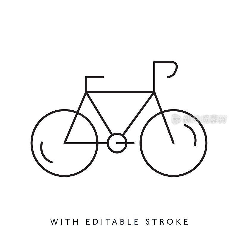 自行车线路图标可编辑描边