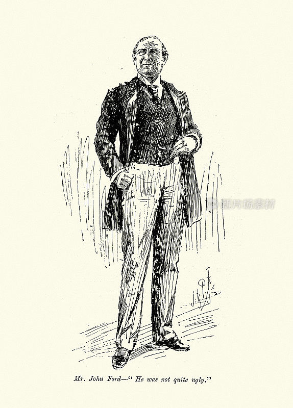 成熟的维多利亚男人，马甲，怀表，19世纪90年代的维多利亚时尚