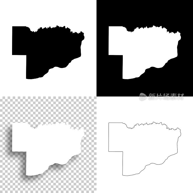 爱荷华州斯科特县。设计地图。空白，白色和黑色背景