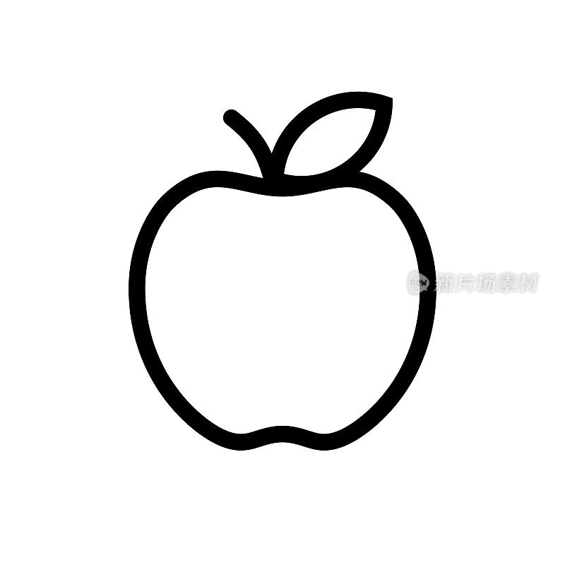 苹果水果平面图标与可编辑的笔触