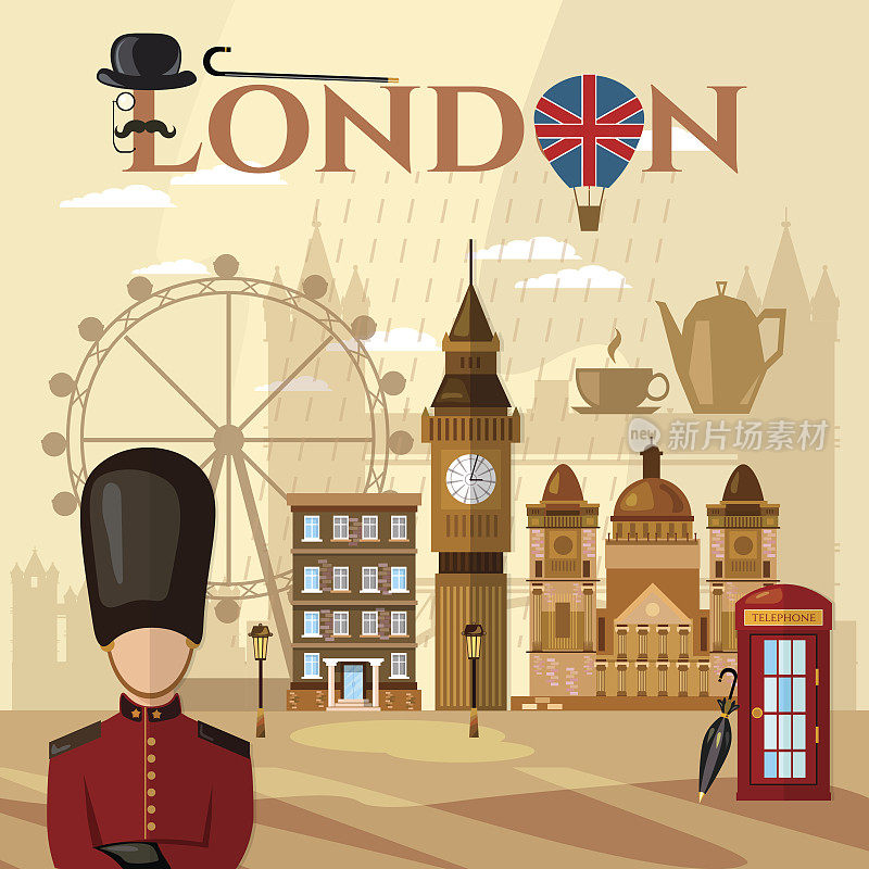 伦敦和英国的景点象征着英格兰的地标性建筑