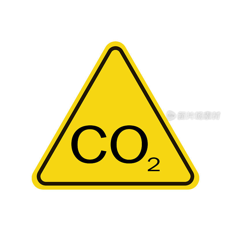 二氧化碳Danger-warning-attention标志。黄色背景
