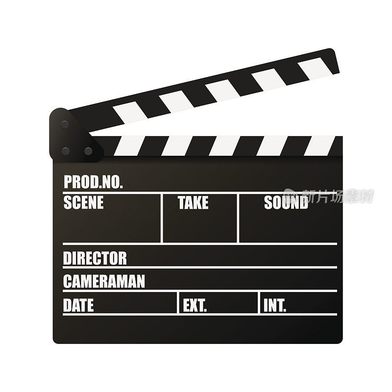 场记板。电影制作的迹象。视频拍片设备。电影制作设备。
