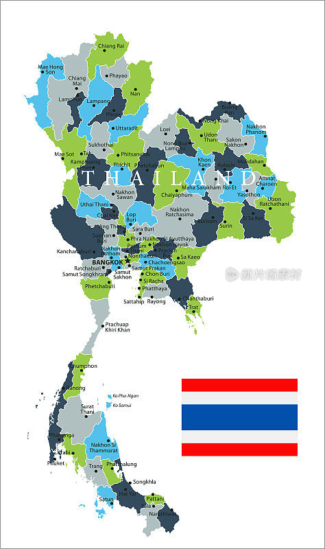 泰国地图-矢量