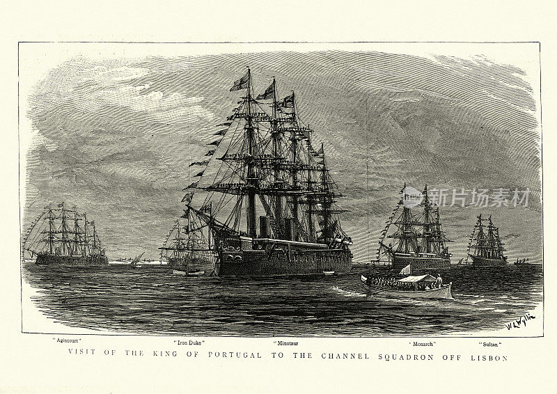 19世纪，皇家海军舰队访问葡萄牙里斯本