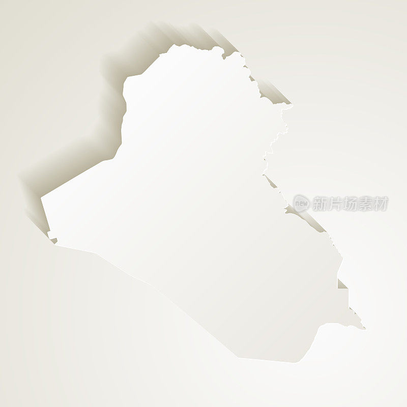 伊拉克地图与剪纸效果空白背景