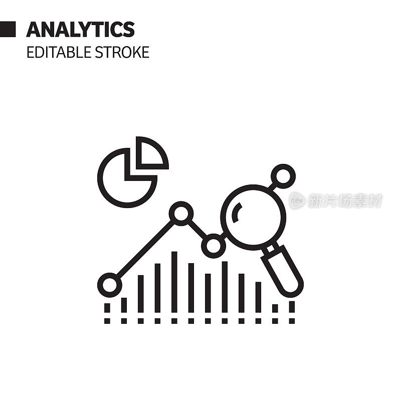 分析线图标，轮廓矢量符号插图。