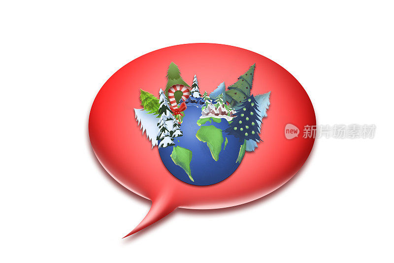 圣诞树图标与通知标志孤立在白色的背景