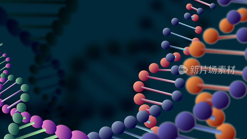 科学的3D矢量插图-近距离的DNA链。