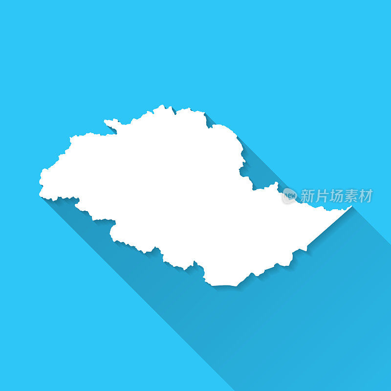 吉尔吉特-巴尔蒂斯坦地图，蓝色背景上的长阴影-平面设计