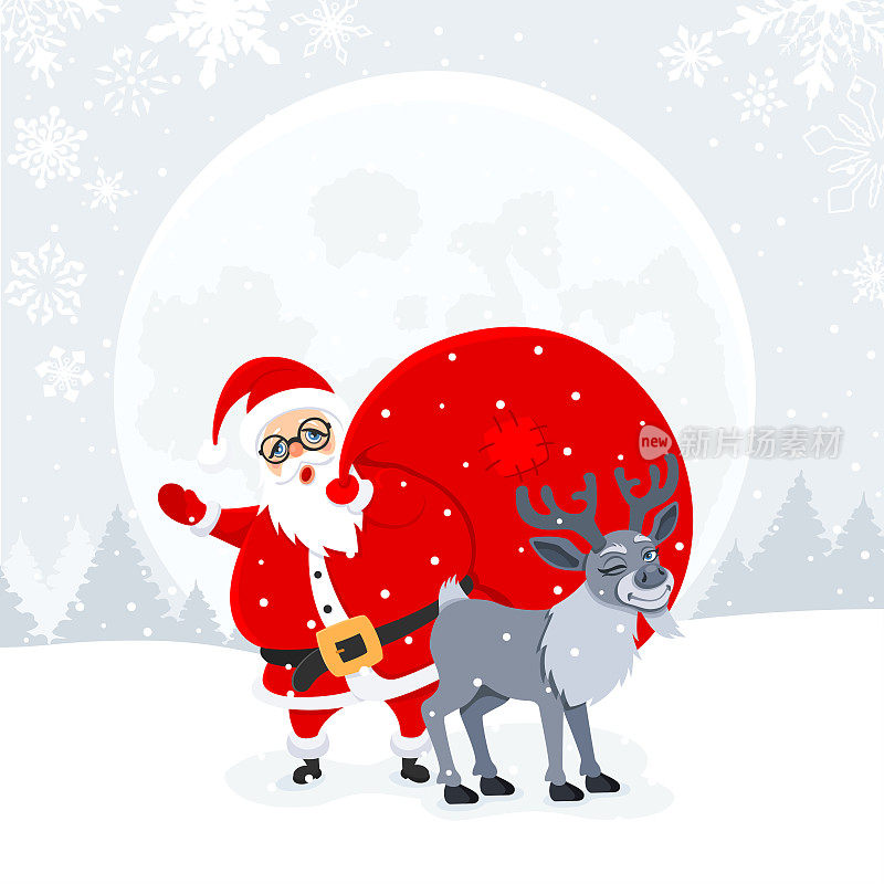 圣诞老人和他的驯鹿。