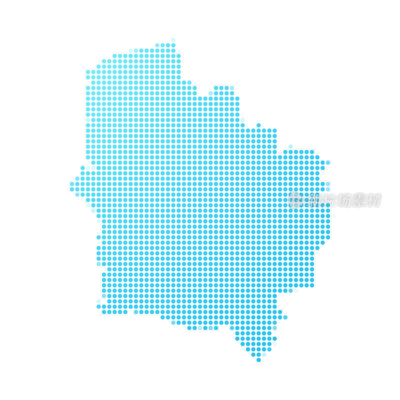 上法国地图，白底蓝点