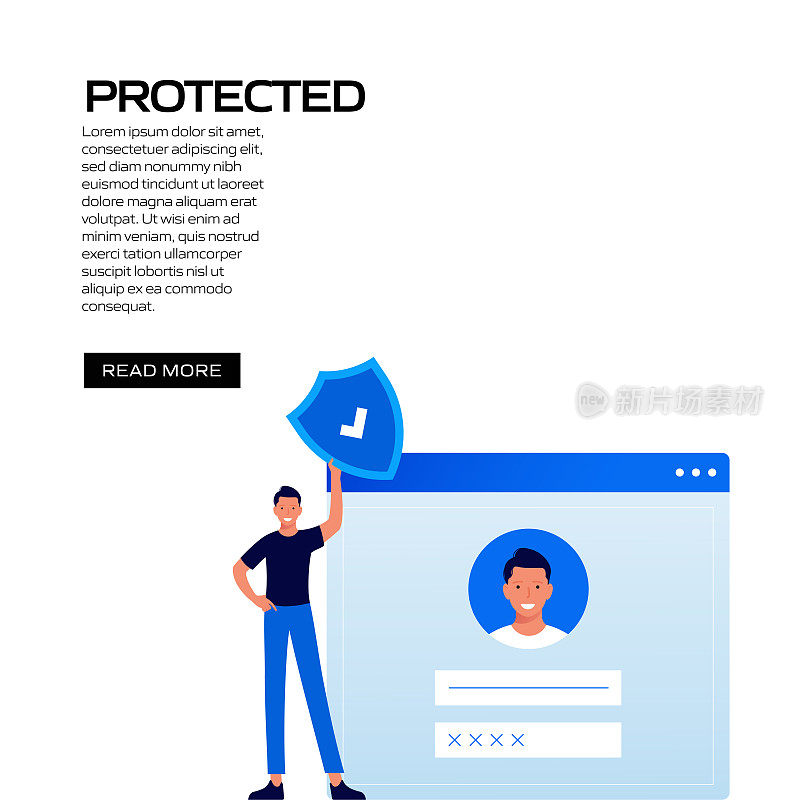网站横幅、广告和营销材料、网络广告、商业演示等保护概念矢量插图。