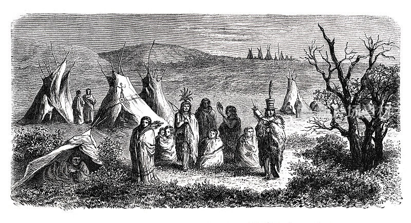 1864年印第安苏族印第安人营地